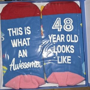 Awesome 48 Year Old Socks - Blue and Pink